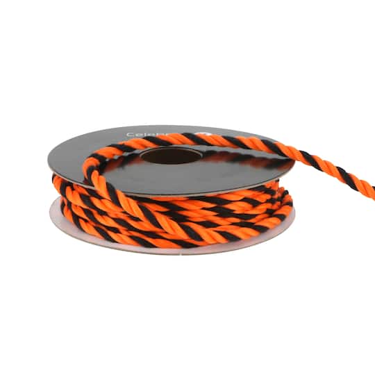 1/8" x 4yd. Black & Orange Twist Cording Ribbon by Celebrate It®